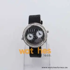Elle Women’s Quartz Black Leather Strap Black Dial 41mm 2 Time Zone Watch 20038S12N UAE DUBAI AJMAN SHARJAH ABU DHABI RAS AL KHAIMA UMM UL QUWAIN ALAIN FUJAIRAH