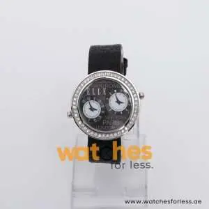 Elle Women’s Quartz Black Leather Strap Black Dial 41mm 2 Time Zone Watch 20038S12N UAE DUBAI AJMAN SHARJAH ABU DHABI RAS AL KHAIMA UMM UL QUWAIN ALAIN FUJAIRAH
