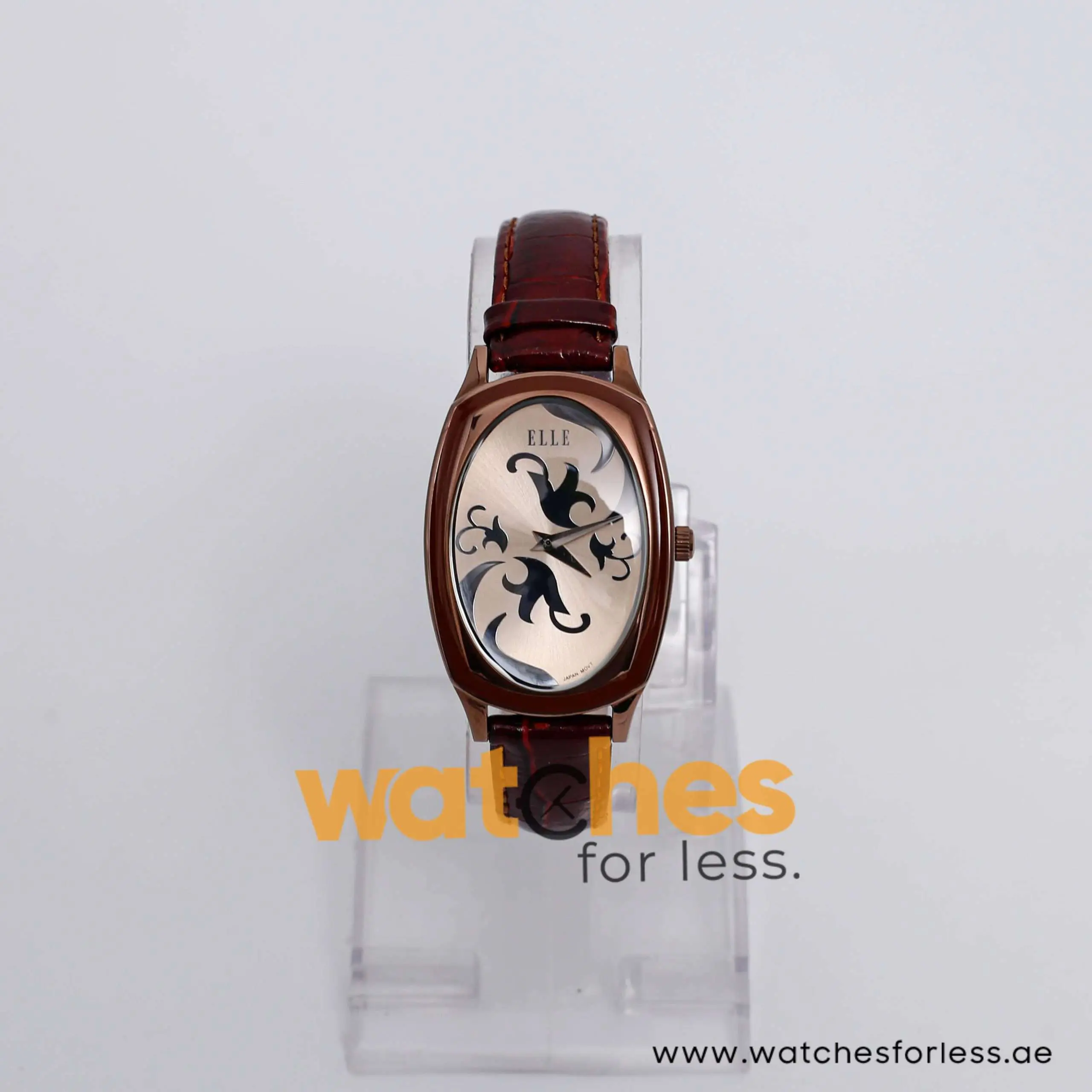 Elle Women’s Quartz Dark Brown Leather Strap Beige Dial 28mm Watch EL20005S05C UAE DUBAI AJMAN SHARJAH ABU DHABI RAS AL KHAIMA UMM UL QUWAIN ALAIN FUJAIRAH