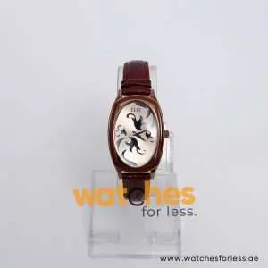 Elle Women’s Quartz Dark Brown Leather Strap Beige Dial 28mm Watch EL20005S05C UAE DUBAI AJMAN SHARJAH ABU DHABI RAS AL KHAIMA UMM UL QUWAIN ALAIN FUJAIRAH