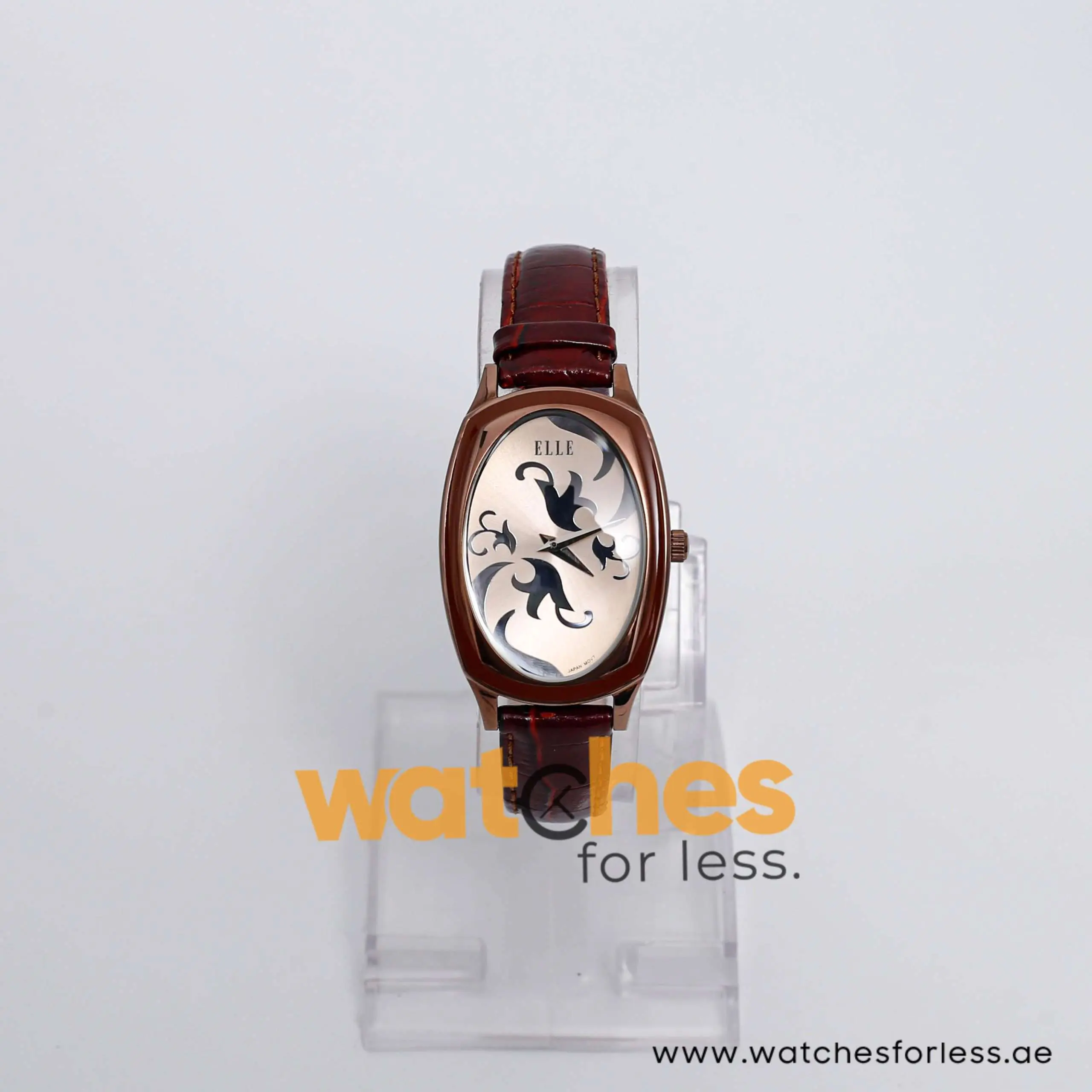 Elle Women’s Quartz Dark Brown Leather Strap Beige Dial 28mm Watch EL20005S05C UAE DUBAI AJMAN SHARJAH ABU DHABI RAS AL KHAIMA UMM UL QUWAIN ALAIN FUJAIRAH