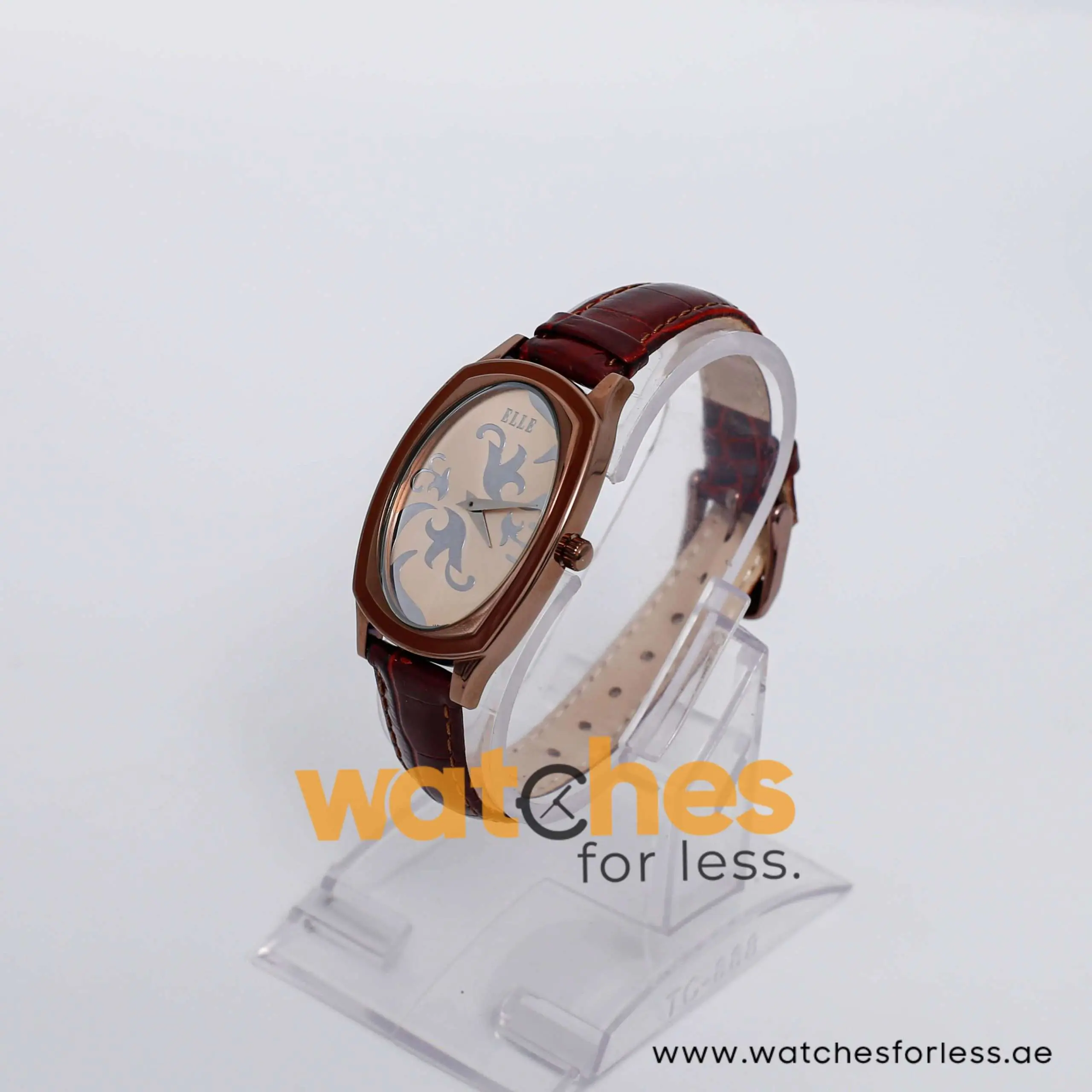 Elle Women’s Quartz Dark Brown Leather Strap Beige Dial 28mm Watch EL20005S05C UAE DUBAI AJMAN SHARJAH ABU DHABI RAS AL KHAIMA UMM UL QUWAIN ALAIN FUJAIRAH