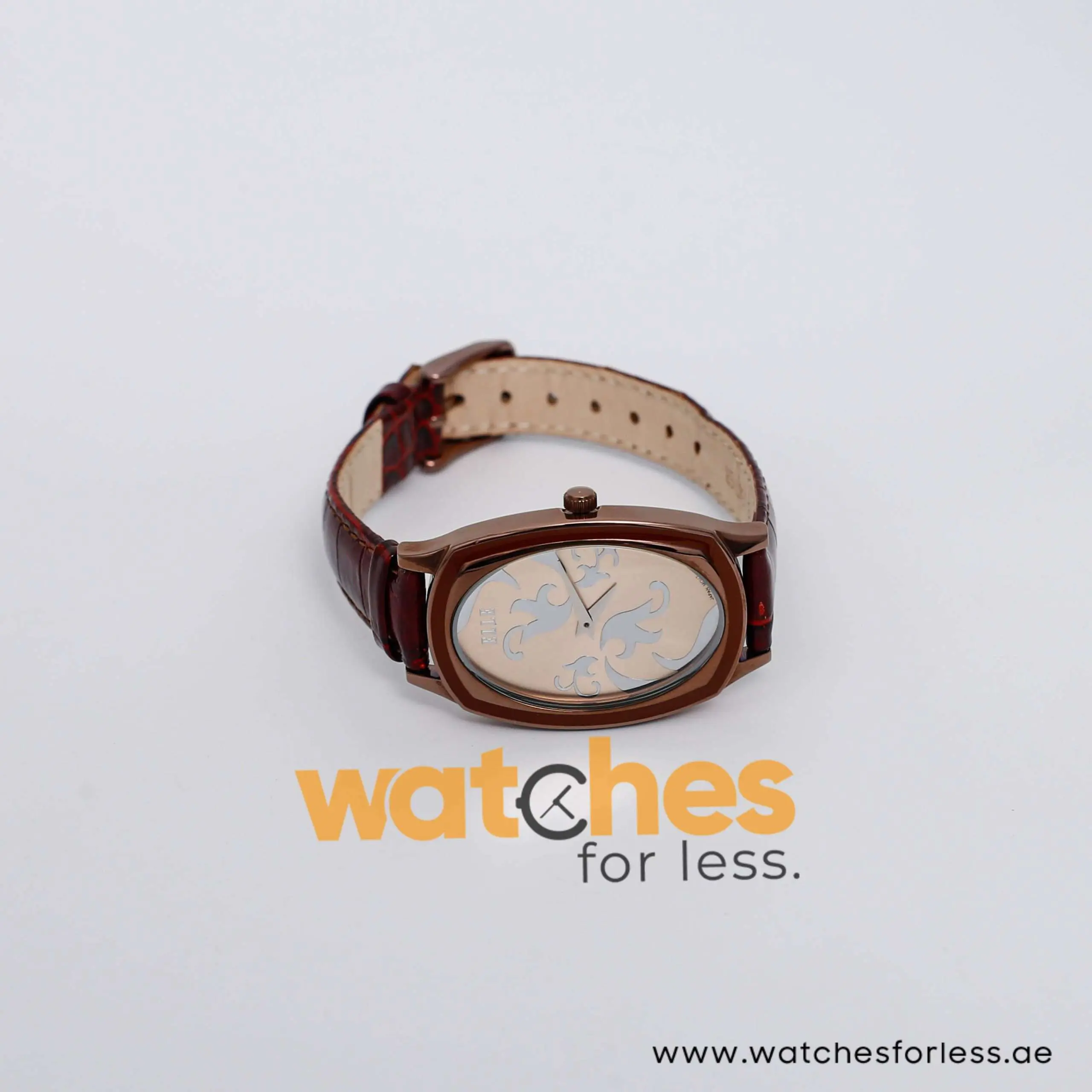 Elle Women’s Quartz Dark Brown Leather Strap Beige Dial 28mm Watch EL20005S05C UAE DUBAI AJMAN SHARJAH ABU DHABI RAS AL KHAIMA UMM UL QUWAIN ALAIN FUJAIRAH