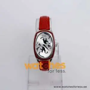 Elle Women’s Quartz Red Leather Strap Silver Dial 28mm Watch EL20000504C UAE DUBAI AJMAN SHARJAH ABU DHABI RAS AL KHAIMA UMM UL QUWAIN ALAIN FUJAIRAH