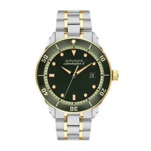Movado Men’s Swiss Made Quartz Two Tone Stainless Steel Green Dial 43mm Watch 3650096 UAE DUBAI AJMAN SHARJAH ABU DHABI RAS AL KHAIMA UMM UL QUWAIN ALAIN FUJAIRAH