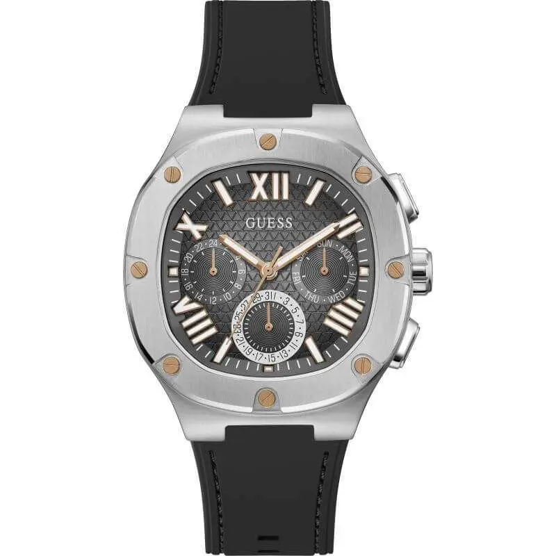 Guess Men’s Quartz Black Silicone Strap Grey Dial 42mm Watch GW0571G1 UAE DUBAI AJMAN SHARJAH ABU DHABI RAS AL KHAIMA UMM UL QUWAIN ALAIN FUJAIRAH