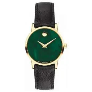 Movado Women’s Quartz Swiss Made Black Leather Strap Green Mother of Pearl Dial 28mm Watch 0607423 UAE DUBAI AJMAN SHARJAH ABU DHABI RAS AL KHAIMA UMM UL QUWAIN ALAIN FUJAIRAH