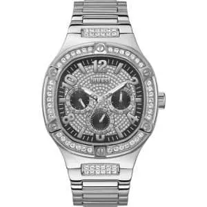 Guess Men’s Quartz Silver Stainless Steel Black Dial 46mm Watch GW0576G1 UAE DUBAI AJMAN SHARJAH ABU DHABI RAS AL KHAIMA UMM UL QUWAIN ALAIN FUJAIRAH