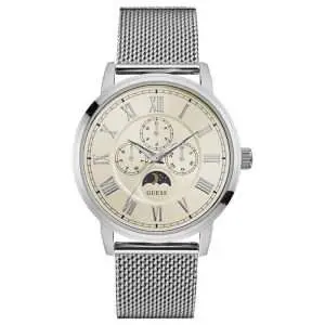 Guess Men’s Quartz Silver Stainless Steel Off White Dial 44mm Watch W0871G4 UAE DUBAI AJMAN SHARJAH ABU DHABI RAS AL KHAIMA UMM UL QUWAIN ALAIN FUJAIRAH