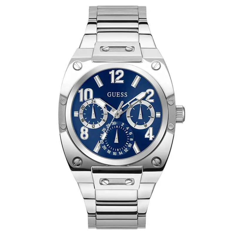 Guess Men’s Quartz Silver Stainless Steel Blue Dial 43mm Watch GW0624G1 UAE DUBAI AJMAN SHARJAH ABU DHABI RAS AL KHAIMA UMM UL QUWAIN ALAIN FUJAIRAH