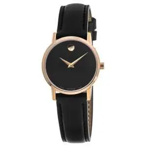 Movado Women’s Quartz Swiss Made Black Leather Strap Black Dial 28mm Watch 607276 UAE DUBAI AJMAN SHARJAH ABU DHABI RAS AL KHAIMA UMM UL QUWAIN ALAIN FUJAIRAH
