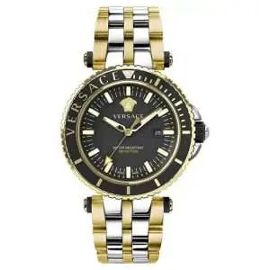 Versace Men’s Quartz Swiss Made Two Tone Stainless Steel Black Dial 46mm Watch VEAK00518 UAE DUBAI AJMAN SHARJAH ABU DHABI RAS AL KHAIMA UMM UL QUWAIN ALAIN FUJAIRAH
