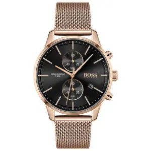 Hugo Boss Men’s Quartz Gold Stainless Steel Black Dial 43mm Watch 1513808 UAE DUBAI AJMAN SHARJAH ABU DHABI RAS AL KHAIMA UMM UL QUWAIN ALAIN FUJAIRAH