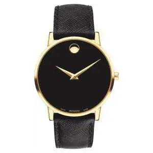 Movado Men’s Quartz Swiss Made Black Leather Strap Black Dial 40mm Watch 0607195 UAE DUBAI AJMAN SHARJAH ABU DHABI RAS AL KHAIMA UMM UL QUWAIN ALAIN FUJAIRAH