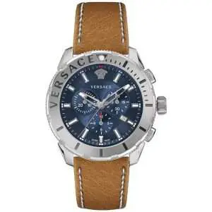 Versace Men’s Quartz Swiss Made Brown Leather Strap Blue Dial 48mm Watch VERG00218 UAE DUBAI AJMAN SHARJAH ABU DHABI RAS AL KHAIMA UMM UL QUWAIN ALAIN FUJAIRAH