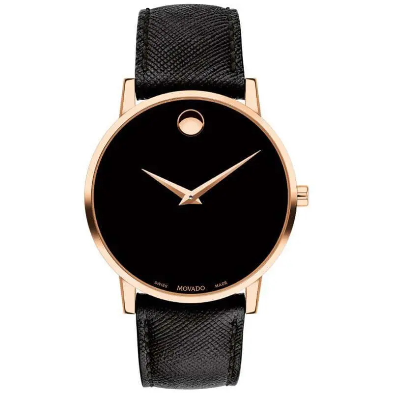 Movado Men’s Quartz Swiss Made Black Leather Strap Black Dial 40mm Watch 0607196 UAE DUBAI AJMAN SHARJAH ABU DHABI RAS AL KHAIMA UMM UL QUWAIN ALAIN FUJAIRAH