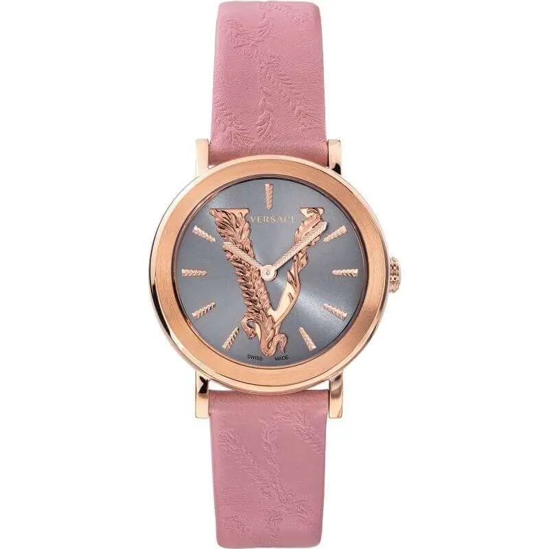 Versace Women’s Quartz Swiss Made Pink Leather Strap Grey Dial 36mm Watch VEHC00319 UAE DUBAI AJMAN SHARJAH ABU DHABI RAS AL KHAIMA UMM UL QUWAIN ALAIN FUJAIRAH