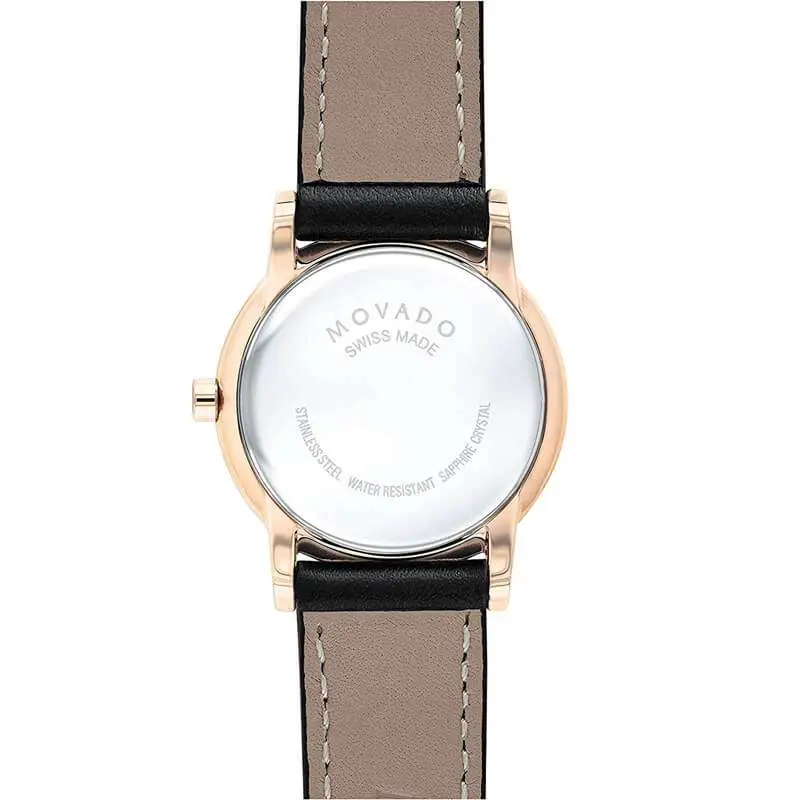 Movado Women’s Quartz Swiss Made Black Leather Strap Black Dial 28mm Watch 607276 UAE DUBAI AJMAN SHARJAH ABU DHABI RAS AL KHAIMA UMM UL QUWAIN ALAIN FUJAIRAH