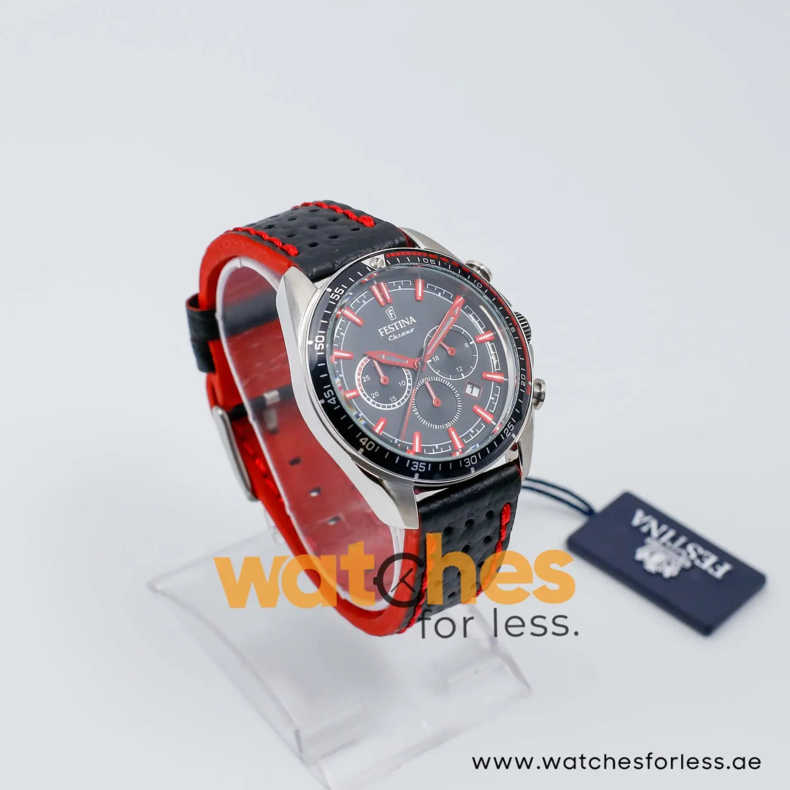 Festina Men’s Quartz Black Leather Strap Black Dial 44mm Watch F20377/5 UAE DUBAI AJMAN SHARJAH ABU DHABI RAS AL KHAIMA UMM UL QUWAIN ALAIN FUJAIRAH
