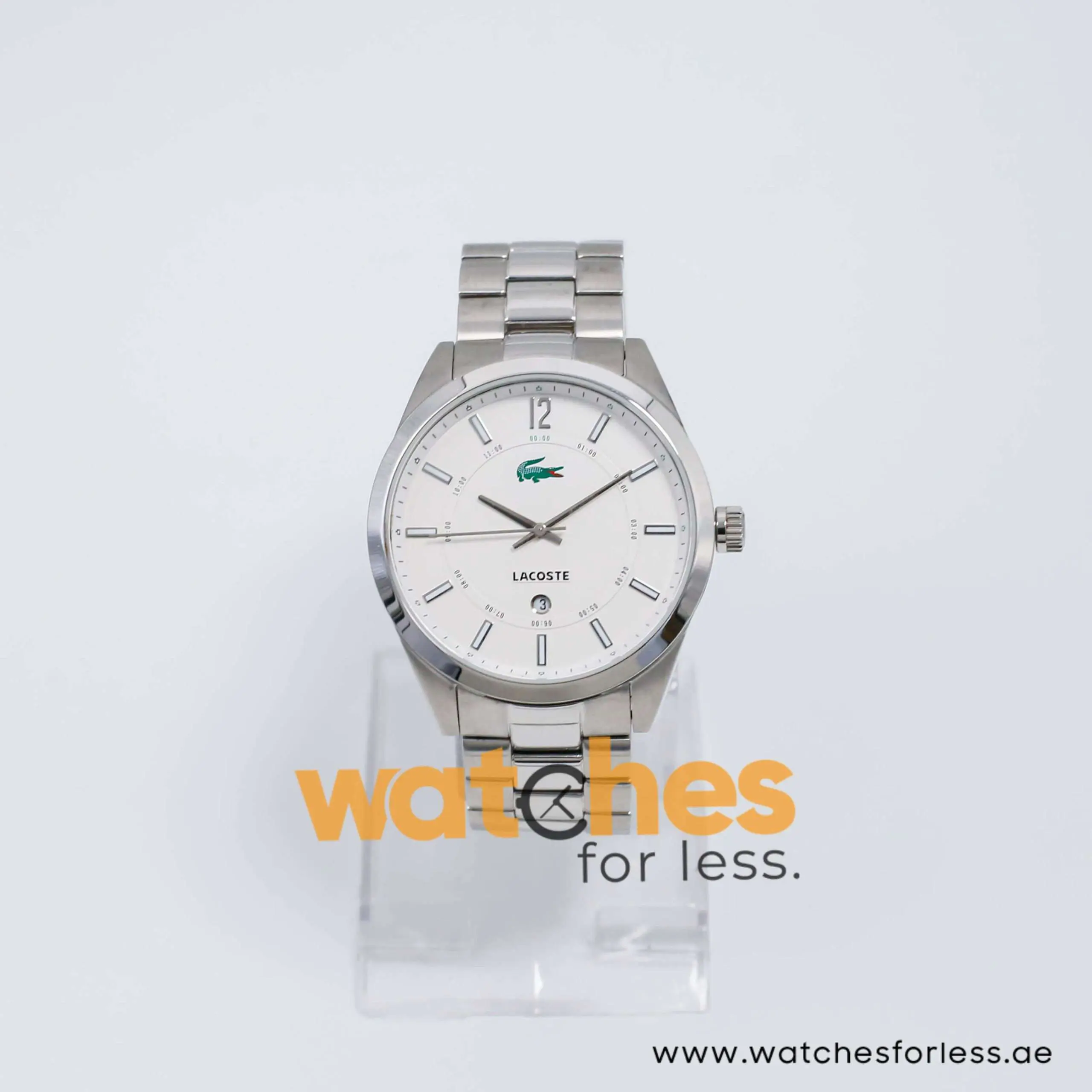 Lacoste Men’s Quartz Silver Stainless Steel White Dial 44mm Watch 2010579 UAE DUBAI AJMAN SHARJAH ABU DHABI RAS AL KHAIMA UMM UL QUWAIN ALAIN FUJAIRAH