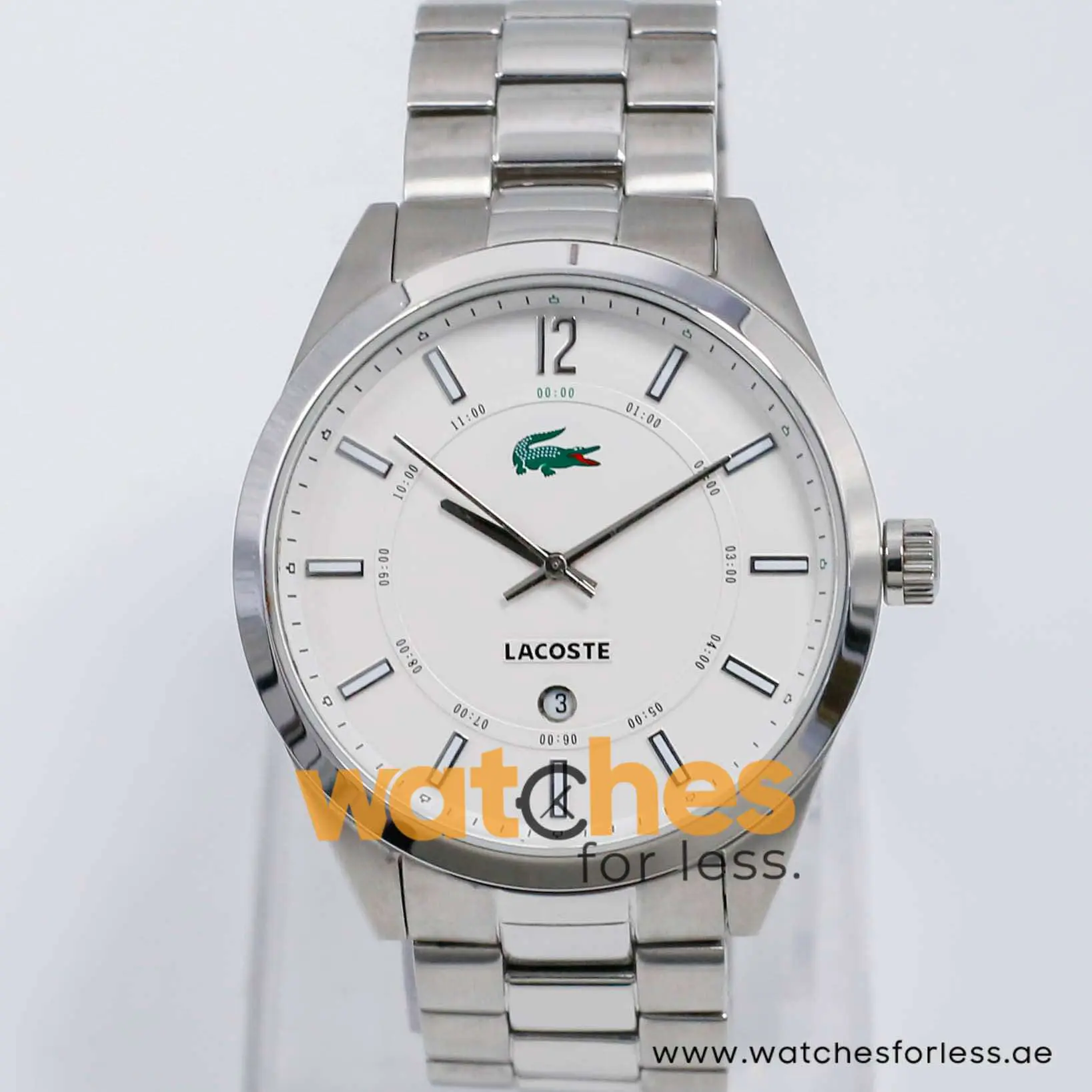 Lacoste Men’s Quartz Silver Stainless Steel White Dial 44mm Watch 2010579 UAE DUBAI AJMAN SHARJAH ABU DHABI RAS AL KHAIMA UMM UL QUWAIN ALAIN FUJAIRAH