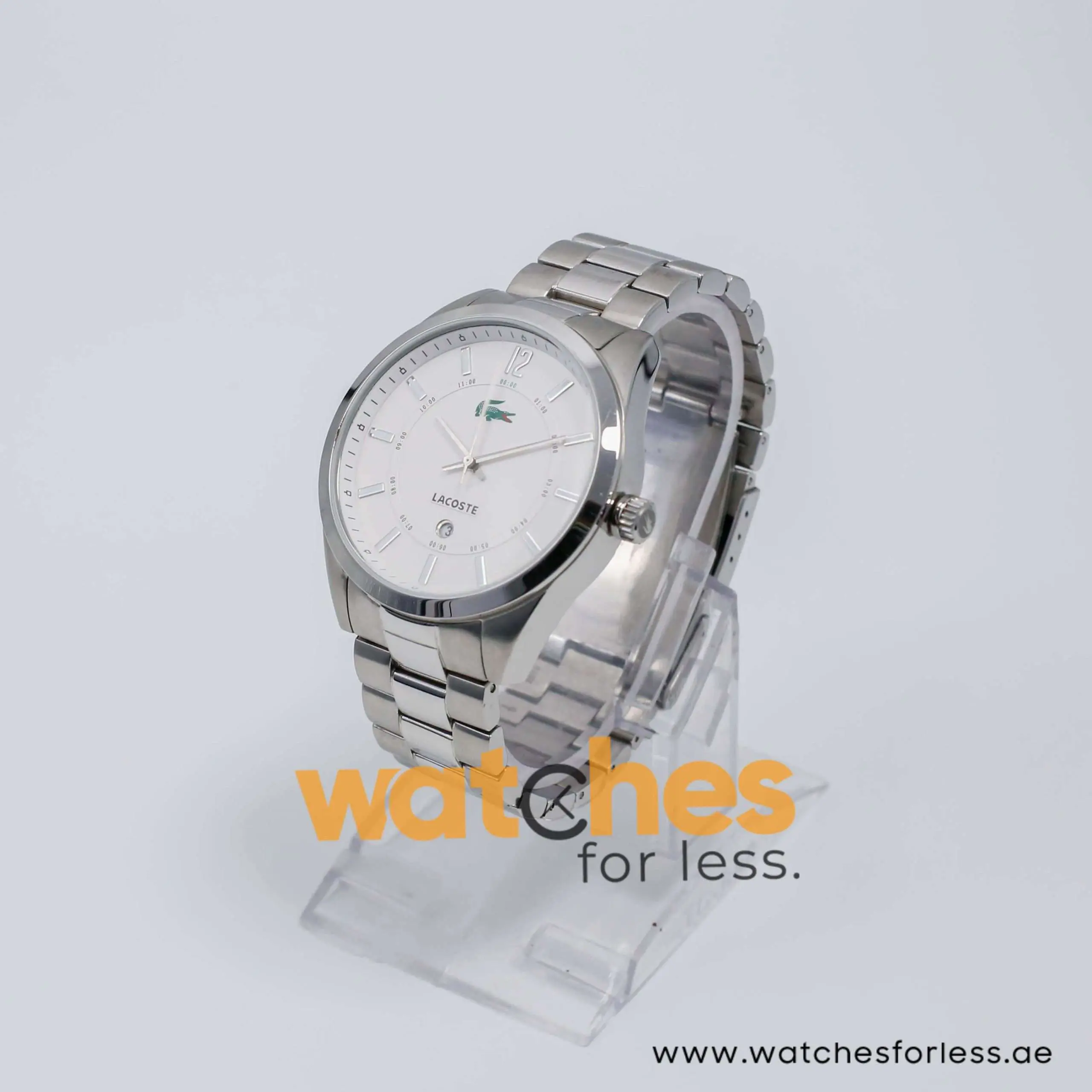 Lacoste Men’s Quartz Silver Stainless Steel White Dial 44mm Watch 2010579 UAE DUBAI AJMAN SHARJAH ABU DHABI RAS AL KHAIMA UMM UL QUWAIN ALAIN FUJAIRAH