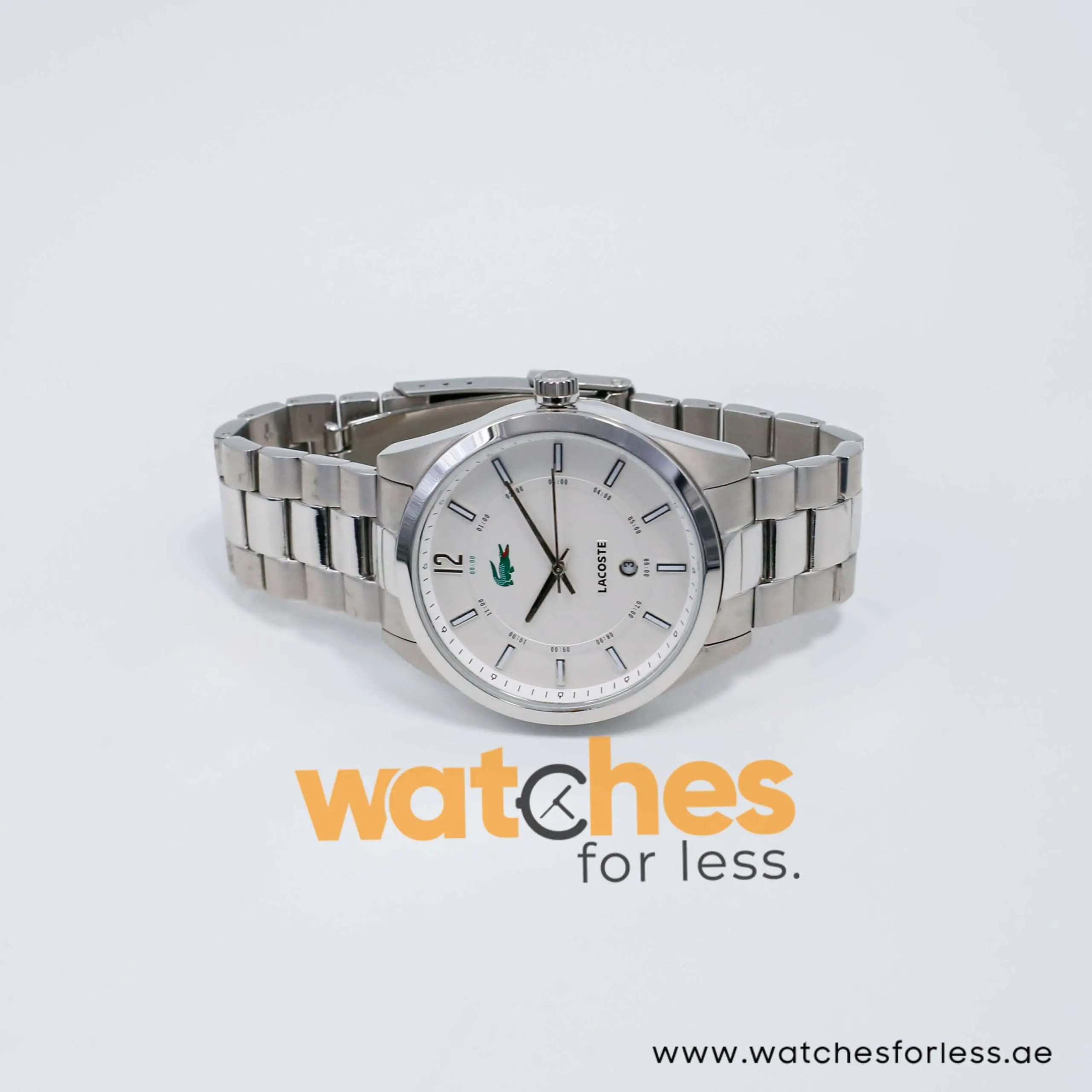 Lacoste Men’s Quartz Silver Stainless Steel White Dial 44mm Watch 2010579 UAE DUBAI AJMAN SHARJAH ABU DHABI RAS AL KHAIMA UMM UL QUWAIN ALAIN FUJAIRAH