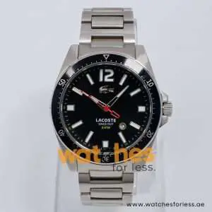 Lacoste Men’s Quartz Silver Stainless Steel Black Dial 43mm Watch 2010639 UAE DUBAI AJMAN SHARJAH ABU DHABI RAS AL KHAIMA UMM UL QUWAIN ALAIN FUJAIRAH