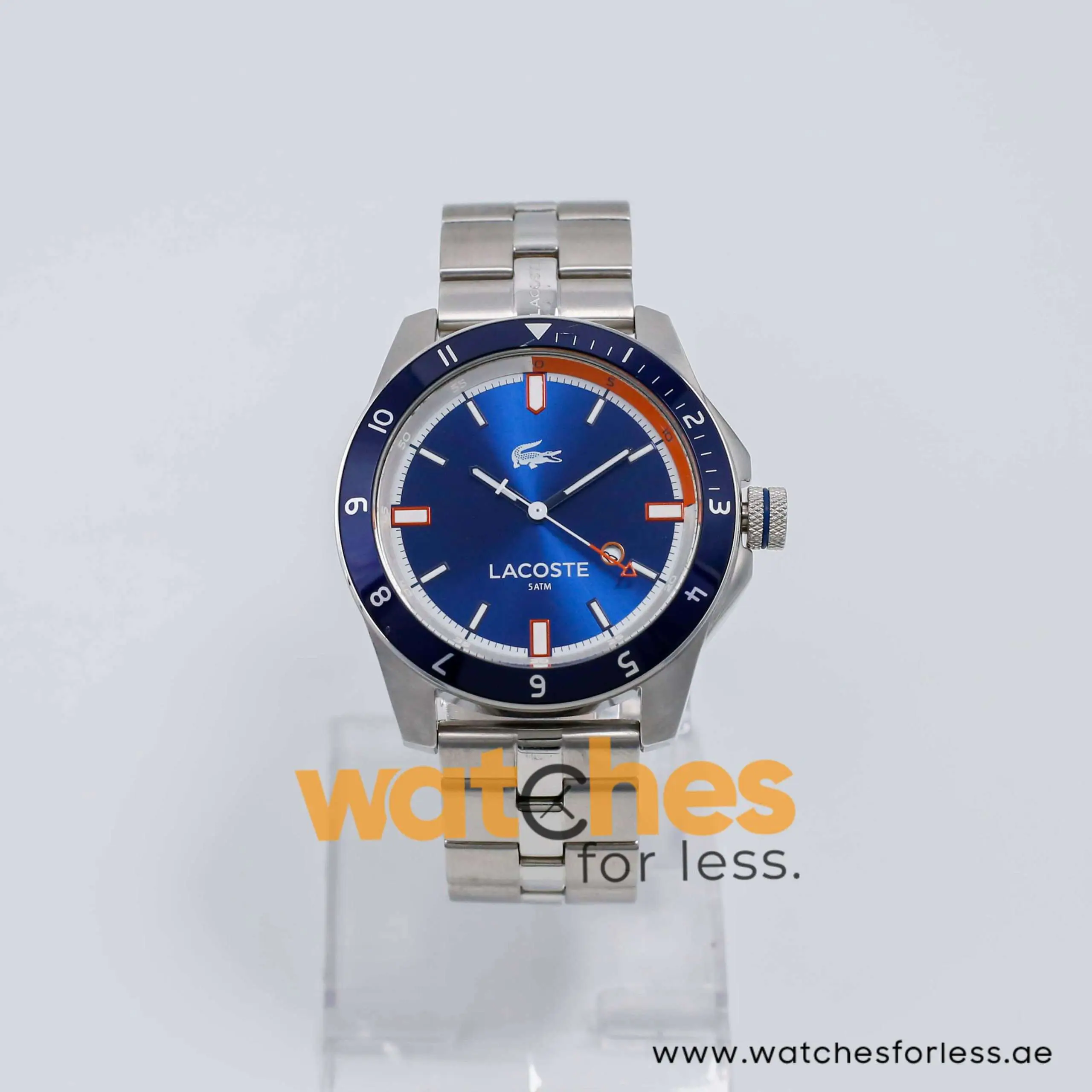 Lacoste Men’s Quartz Silver Stainless Steel Blue Dial 44mm Watch 2010701 UAE DUBAI AJMAN SHARJAH ABU DHABI RAS AL KHAIMA UMM UL QUWAIN ALAIN FUJAIRAH