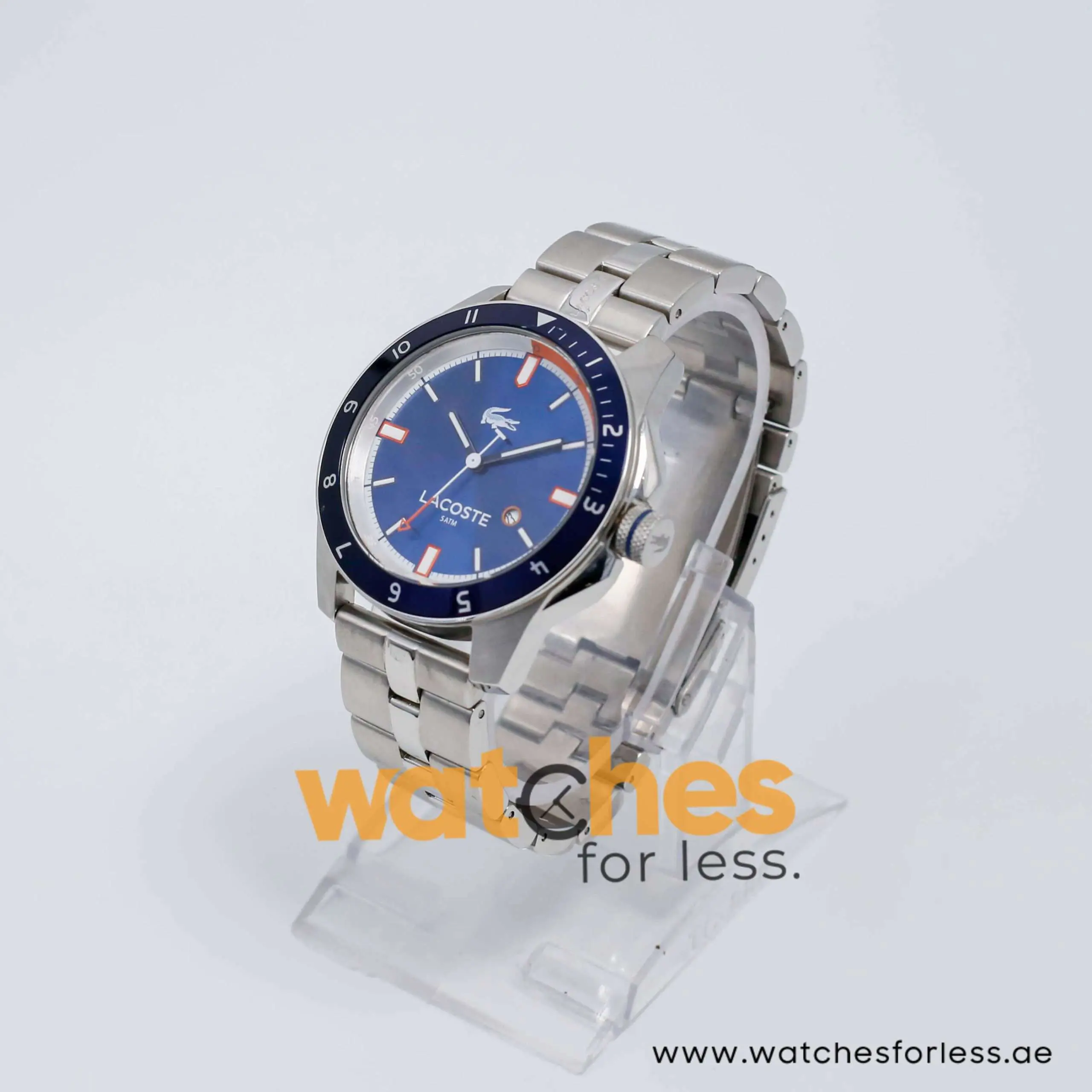 Lacoste Men’s Quartz Silver Stainless Steel Blue Dial 44mm Watch 2010701 UAE DUBAI AJMAN SHARJAH ABU DHABI RAS AL KHAIMA UMM UL QUWAIN ALAIN FUJAIRAH