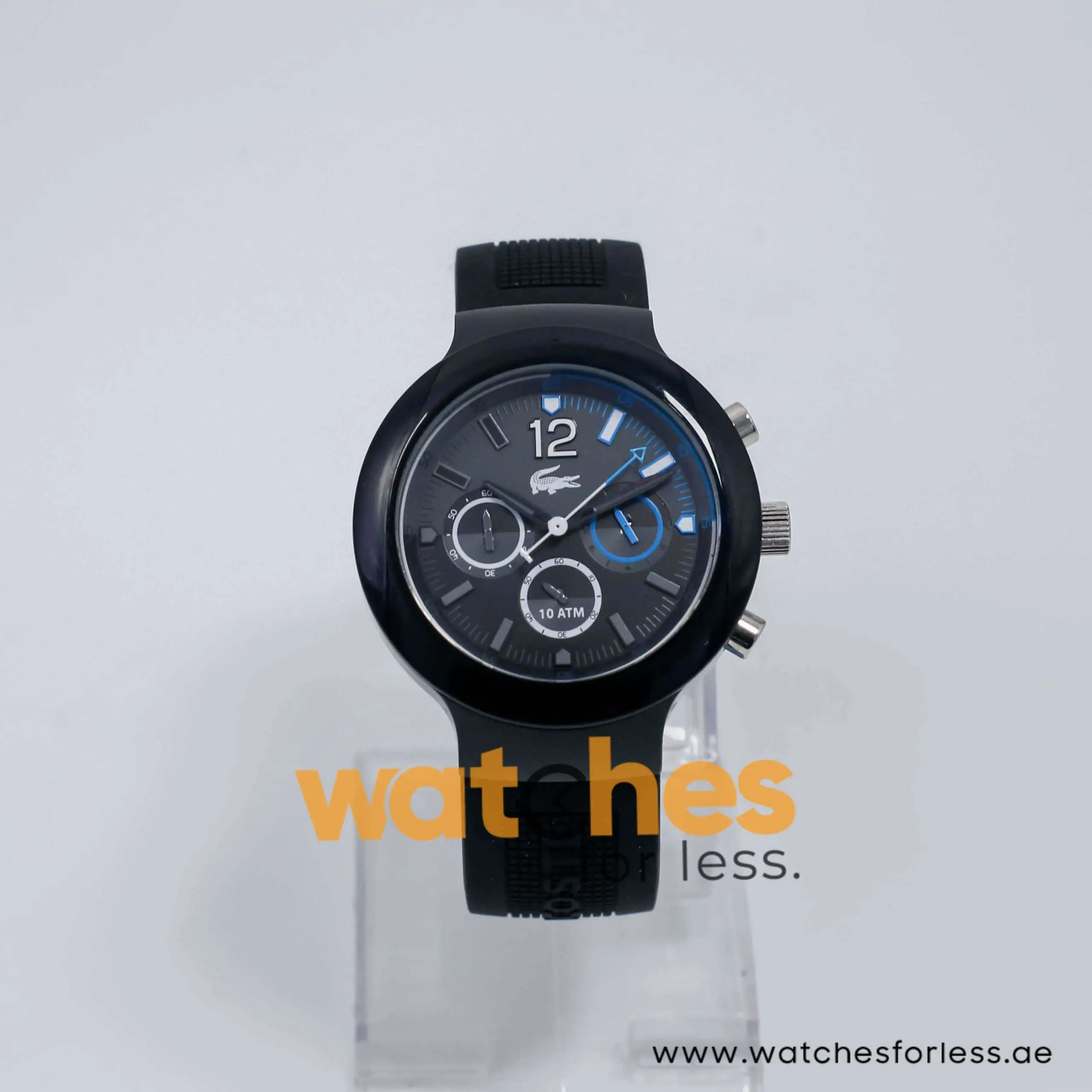 Lacoste Men’s Quartz Black Silicone Strap Grey & Black Dial 44mm Watch 2010706 UAE DUBAI AJMAN SHARJAH ABU DHABI RAS AL KHAIMA UMM UL QUWAIN ALAIN FUJAIRAH