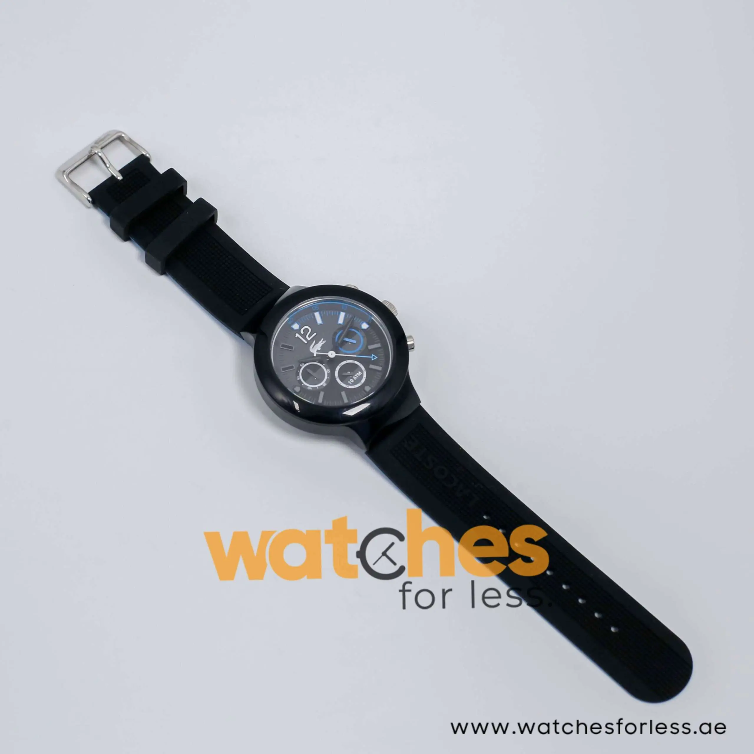 Lacoste Men’s Quartz Black Silicone Strap Grey & Black Dial 44mm Watch 2010706 UAE DUBAI AJMAN SHARJAH ABU DHABI RAS AL KHAIMA UMM UL QUWAIN ALAIN FUJAIRAH