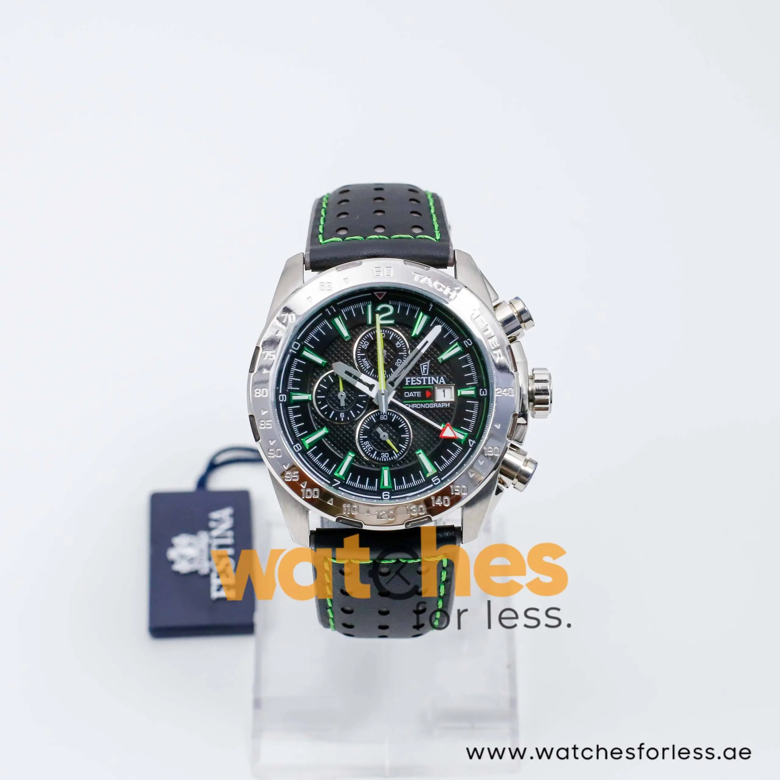 Festina Men’s Quartz Black Leather Strap Black Dial 44mm Watch F20440 UAE DUBAI AJMAN SHARJAH ABU DHABI RAS AL KHAIMA UMM UL QUWAIN ALAIN FUJAIRAH