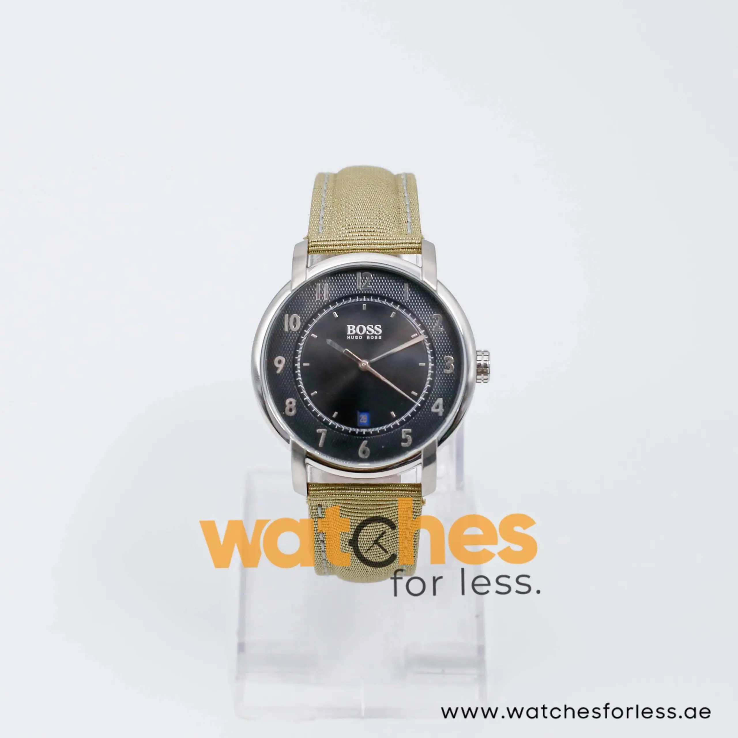 Hugo Boss Men’s Quartz Sage Green Nylon Strap Black Dial 40mm Watch HB.38.1.14.2061 UAE DUBAI AJMAN SHARJAH ABU DHABI RAS AL KHAIMA UMM UL QUWAIN ALAIN FUJAIRAH