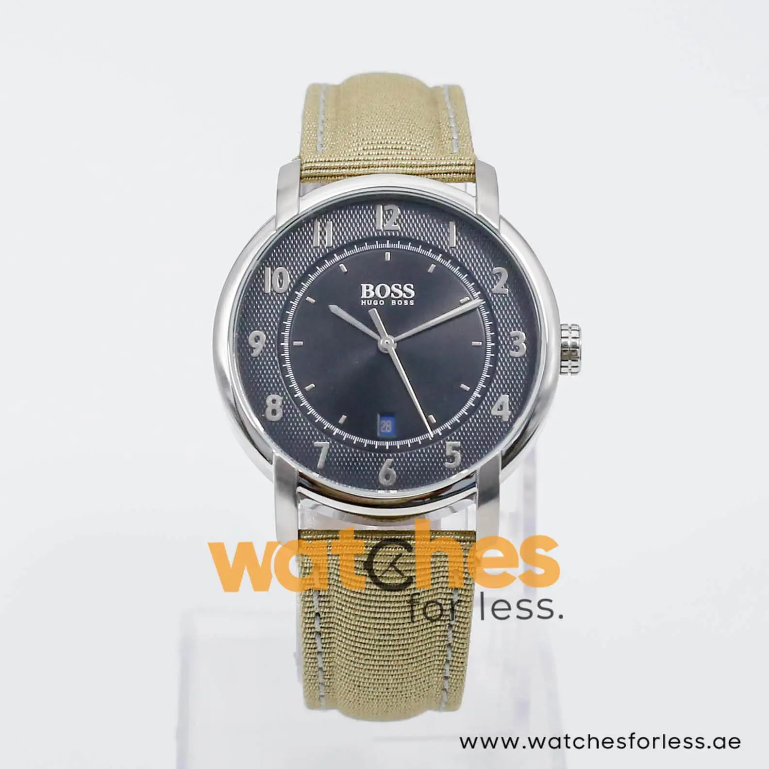 Hugo Boss Men’s Quartz Sage Green Nylon Strap Black Dial 40mm Watch HB.38.1.14.2061 UAE DUBAI AJMAN SHARJAH ABU DHABI RAS AL KHAIMA UMM UL QUWAIN ALAIN FUJAIRAH