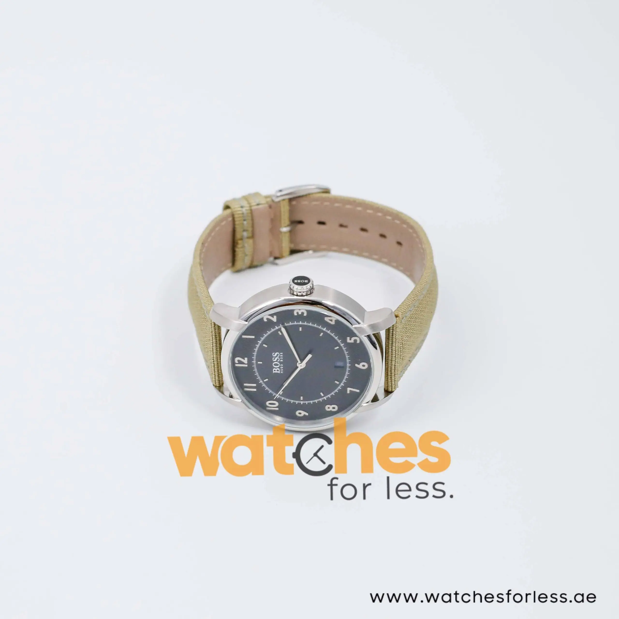Hugo Boss Men’s Quartz Sage Green Nylon Strap Black Dial 40mm Watch HB.38.1.14.2061 UAE DUBAI AJMAN SHARJAH ABU DHABI RAS AL KHAIMA UMM UL QUWAIN ALAIN FUJAIRAH