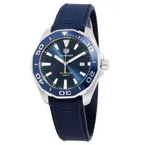 Tag Heuer Aquaracer Men’s Quartz Swiss Made Blue Silicone Strap Blue Dial 43mm Watch WAY101C.FT6153 UAE DUBAI AJMAN SHARJAH ABU DHABI RAS AL KHAIMA UMM UL QUWAIN ALAIN FUJAIRAH