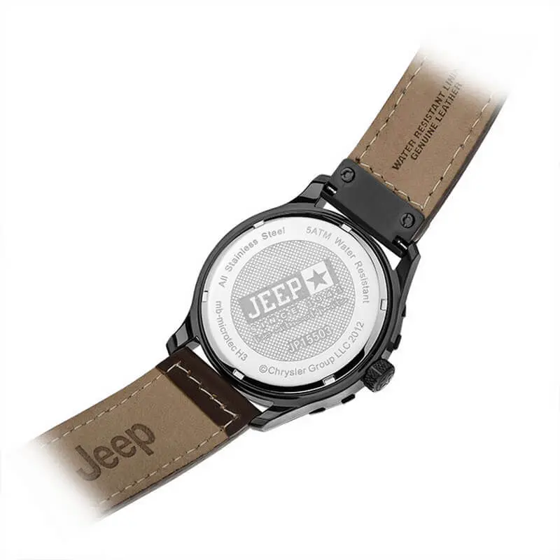 Jeep Men’s Quartz Brown Leather Strap Black Dial 43mm Watch JP15503 UAE DUBAI AJMAN SHARJAH ABU DHABI RAS AL KHAIMA UMM UL QUWAIN ALAIN FUJAIRAH