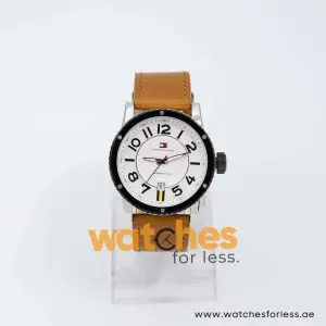 Tommy Hilfiger Men’s Quartz Brown Leather Strap White Dial 44mm Watch 1790675 UAE DUBAI AJMAN SHARJAH ABU DHABI RAS AL KHAIMA UMM UL QUWAIN ALAIN FUJAIRAH