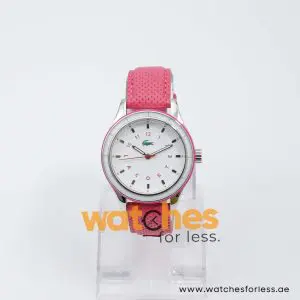 Lacoste Women’s Quartz Pink Leather Strap White Dial 38mm Watch 2000741 UAE DUBAI AJMAN SHARJAH ABU DHABI RAS AL KHAIMA UMM UL QUWAIN ALAIN FUJAIRAH