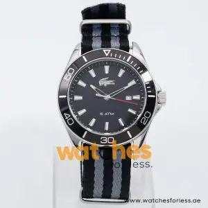 Lacoste Men’s Quartz Two Tone Nylon Strap Black Dial 43mm Watch 2010458 UAE DUBAI AJMAN SHARJAH ABU DHABI RAS AL KHAIMA UMM UL QUWAIN ALAIN FUJAIRAH