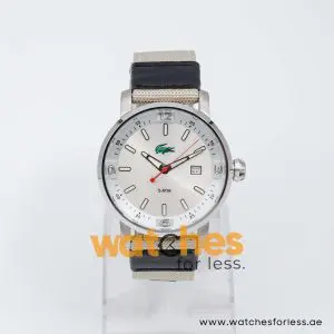 Lacoste Men’s Quartz Sand Nylon Strap Silver Dial 43mm Watch 2010340/1 UAE DUBAI AJMAN SHARJAH ABU DHABI RAS AL KHAIMA UMM UL QUWAIN ALAIN FUJAIRAH