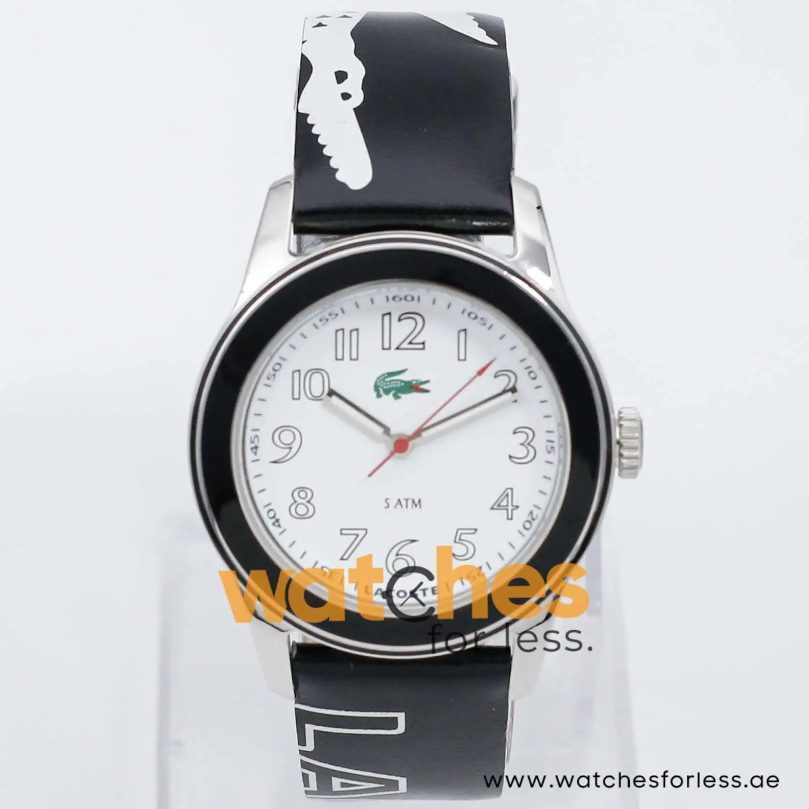 Lacoste Women’s Quartz Black & White Leather Strap White Dial 38mm Watch 2000516 UAE DUBAI AJMAN SHARJAH ABU DHABI RAS AL KHAIMA UMM UL QUWAIN ALAIN FUJAIRAH