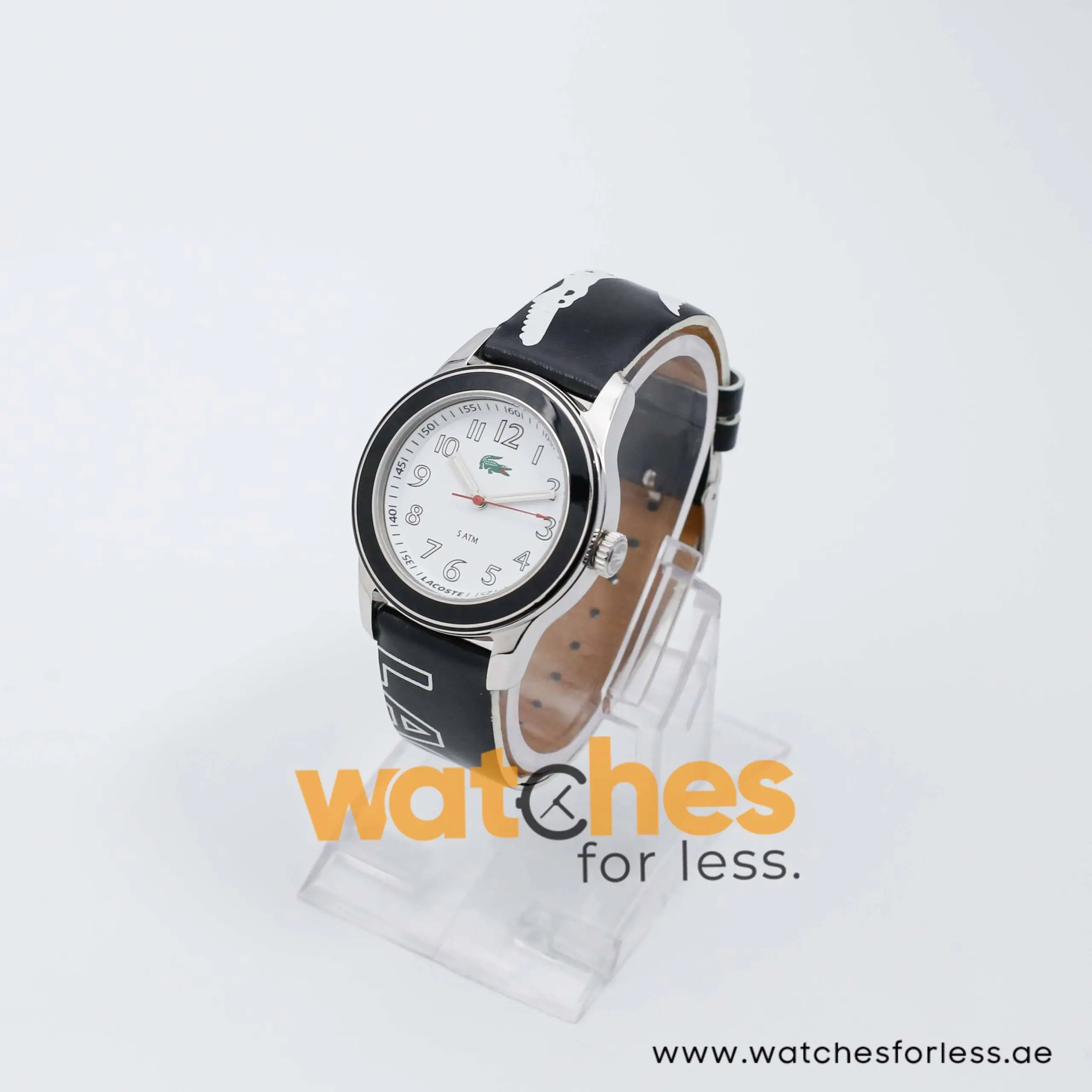 Lacoste Women’s Quartz Black & White Leather Strap White Dial 38mm Watch 2000516 UAE DUBAI AJMAN SHARJAH ABU DHABI RAS AL KHAIMA UMM UL QUWAIN ALAIN FUJAIRAH