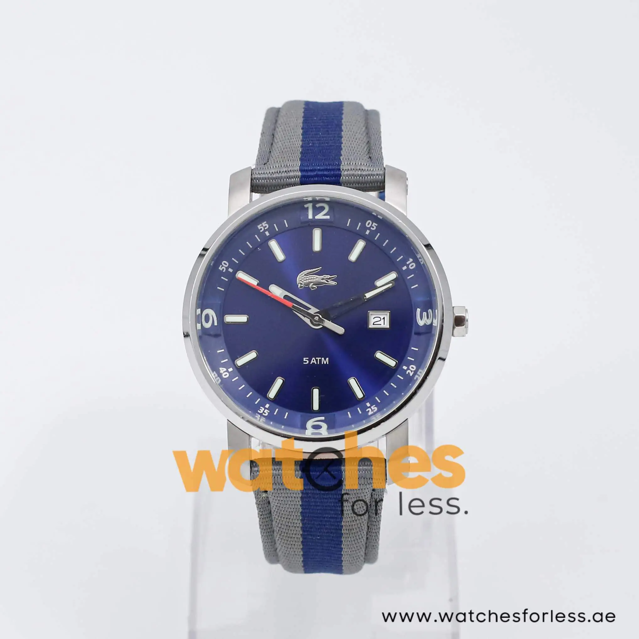 Lacoste Men’s Quartz Two Tone Nylon Strap Blue Dial 43mm Watch 2000463 UAE DUBAI AJMAN SHARJAH ABU DHABI RAS AL KHAIMA UMM UL QUWAIN ALAIN FUJAIRAH