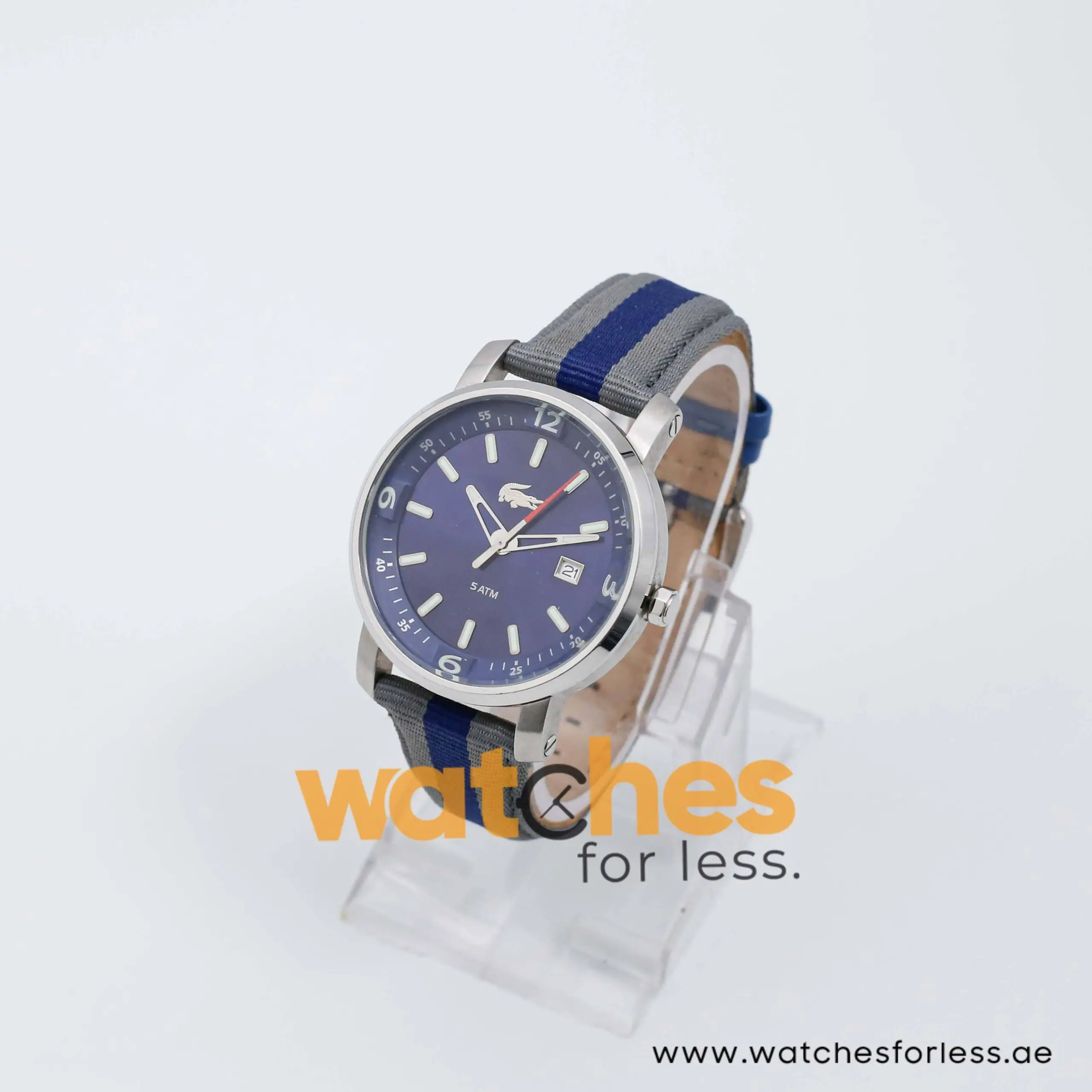 Lacoste Men’s Quartz Two Tone Nylon Strap Blue Dial 43mm Watch 2000463 UAE DUBAI AJMAN SHARJAH ABU DHABI RAS AL KHAIMA UMM UL QUWAIN ALAIN FUJAIRAH