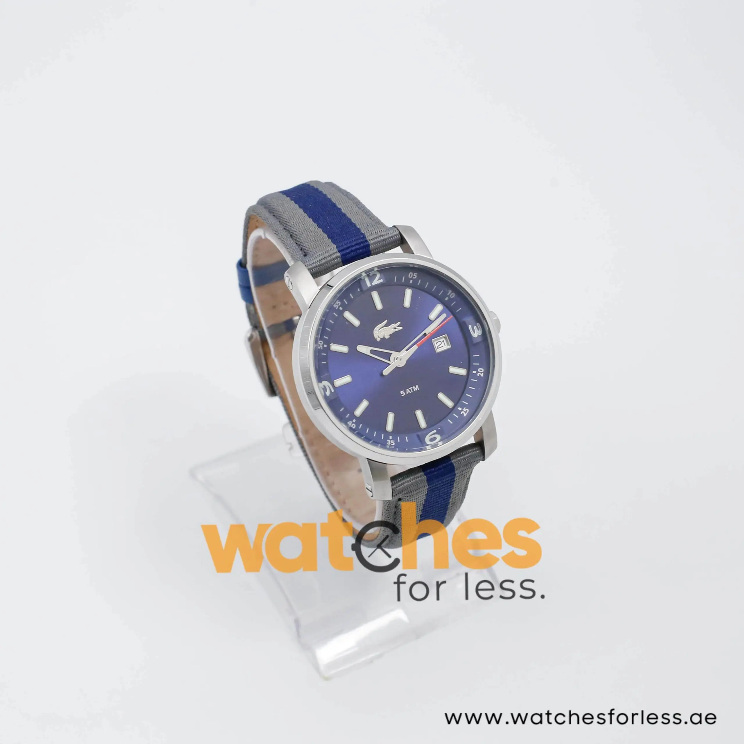 Lacoste Men’s Quartz Two Tone Nylon Strap Blue Dial 43mm Watch 2000463 UAE DUBAI AJMAN SHARJAH ABU DHABI RAS AL KHAIMA UMM UL QUWAIN ALAIN FUJAIRAH