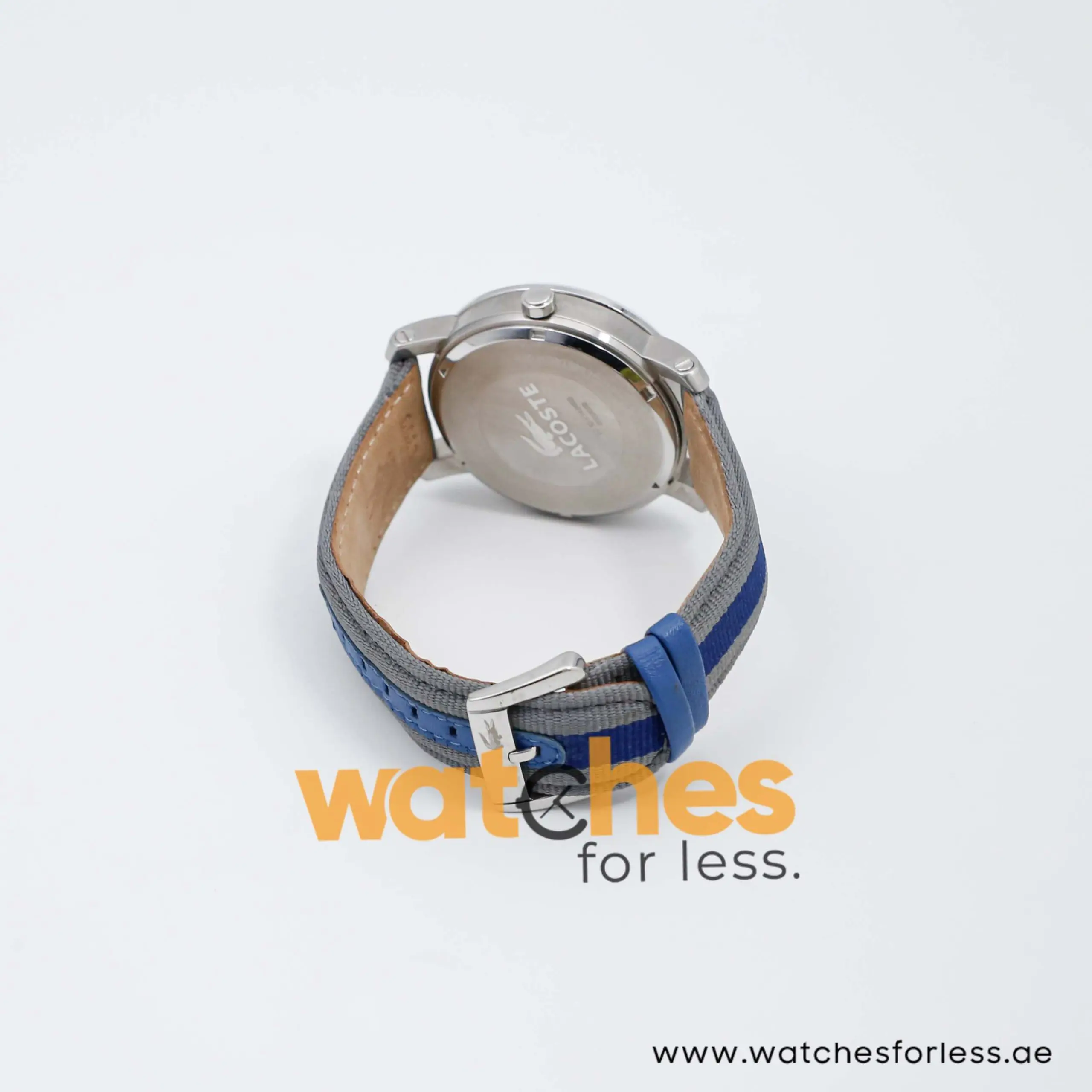 Lacoste Men’s Quartz Two Tone Nylon Strap Blue Dial 43mm Watch 2000463 UAE DUBAI AJMAN SHARJAH ABU DHABI RAS AL KHAIMA UMM UL QUWAIN ALAIN FUJAIRAH