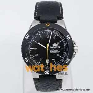 Lacoste Men’s Quartz Black Leather Strap Black Dial 44mm Watch 2010554 UAE DUBAI AJMAN SHARJAH ABU DHABI RAS AL KHAIMA UMM UL QUWAIN ALAIN FUJAIRAH