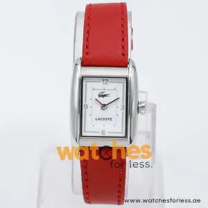 Lacoste Women’s Quartz Red Leather Strap White Dial 21mm Watch 2000639 UAE DUBAI AJMAN SHARJAH ABU DHABI RAS AL KHAIMA UMM UL QUWAIN ALAIN FUJAIRAH